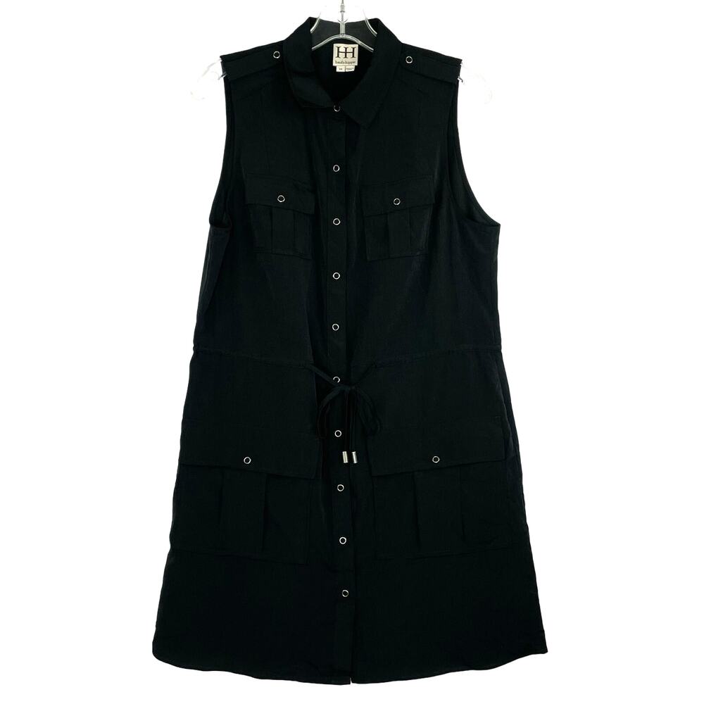 Haute Hippie black sleeveless snap down mini dress women's Medium